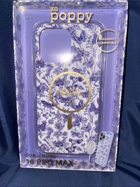 XO Poppy MagSafe-Compatible Floral iPhone 16 Pro Max Case - Purple/White